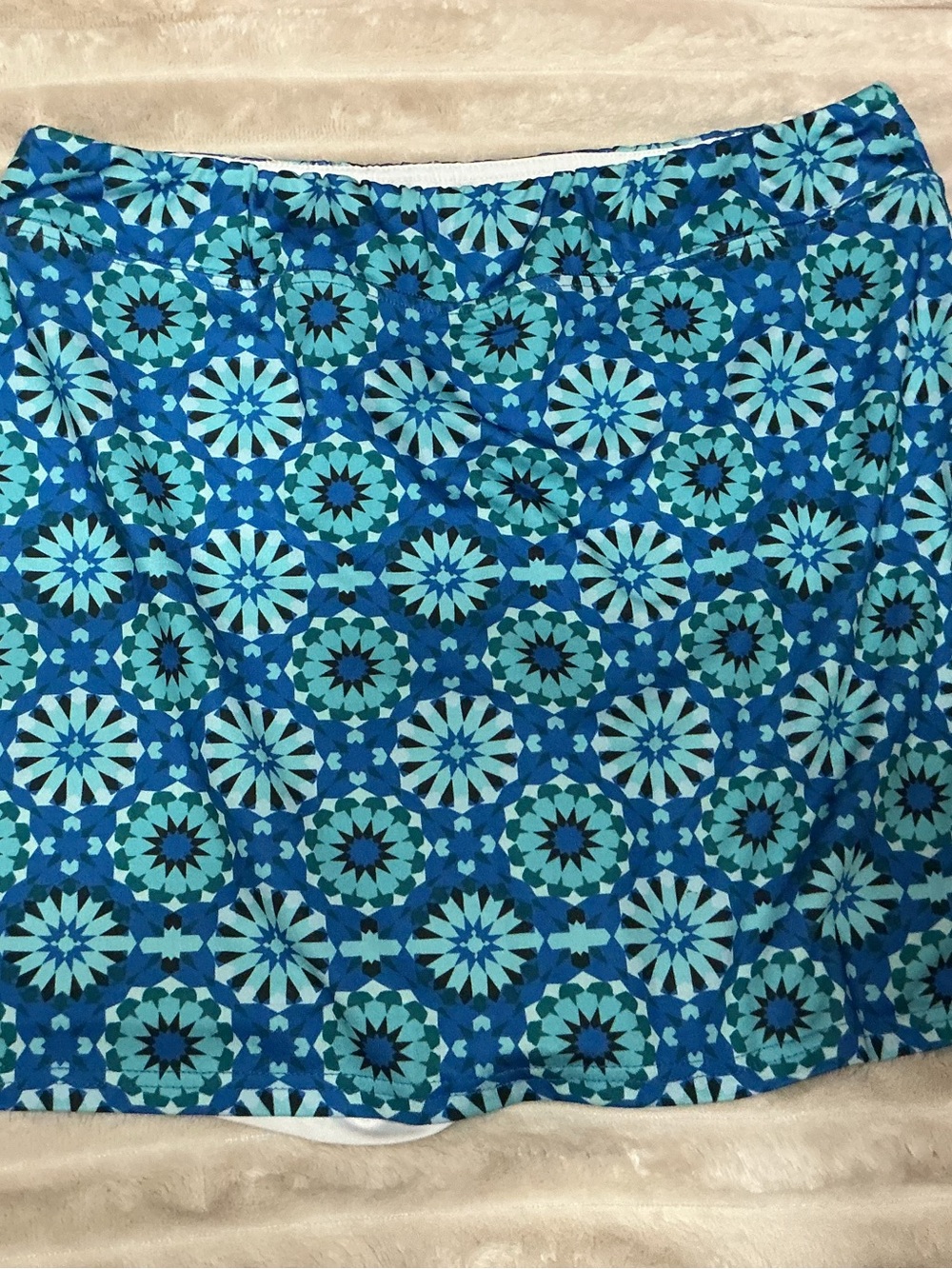 Blue Geometric Print Mini Skort